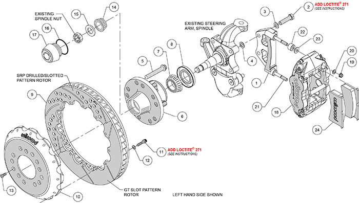 Forged Narrow Superlite 6R Big Brake Front Brake Kit (Hub) Assembly Schematic