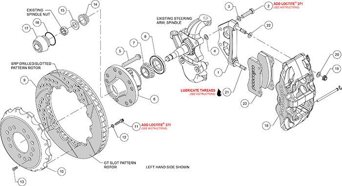 AERO6 Big Brake Front Brake Kit Assembly Schematic