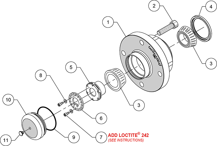 Front Hub Kit (Race) Assembly Schematic