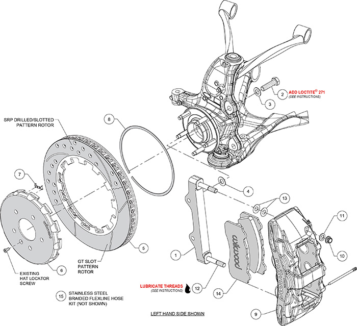 SX6R Big Brake Dynamic Front Brake Kit Assembly Schematic