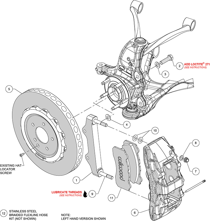 SX6R WCCB Carbon-Ceramic Big Brake Front Brake Kit Assembly Schematic