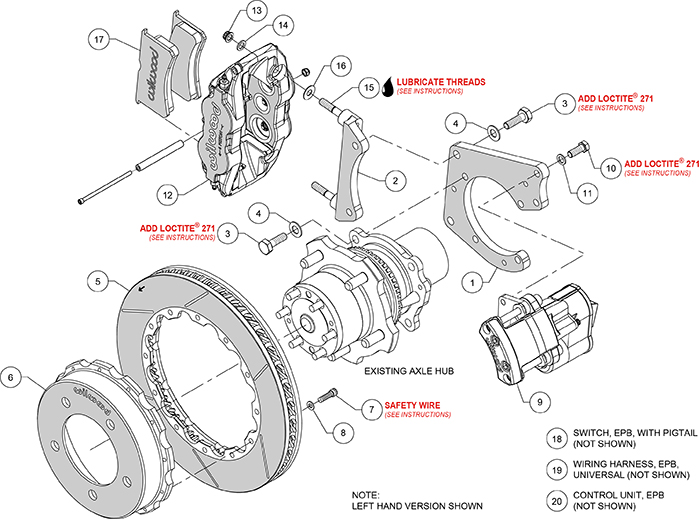 FNSL6R/EPB Big Brake Truck Rear Brake Kit Assembly Schematic