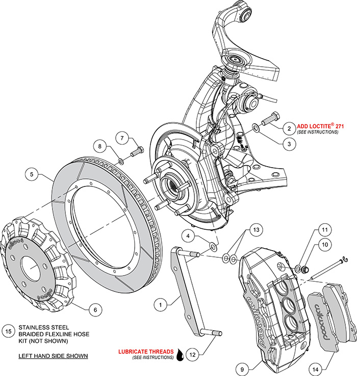 TX6R Big Brake Truck Front Brake Kit Assembly Schematic