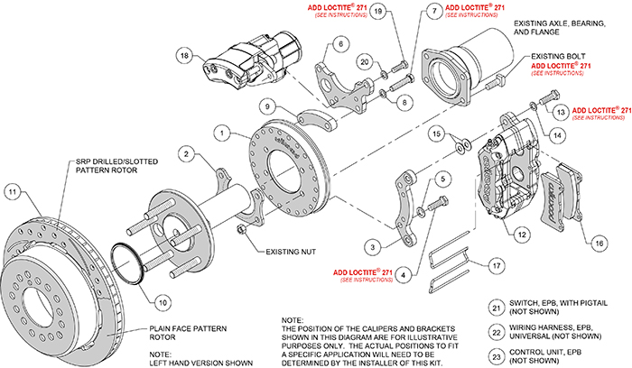 Forged Dynapro Low-Profile Rear Electronic Parking Brake Kit Assembly Schematic