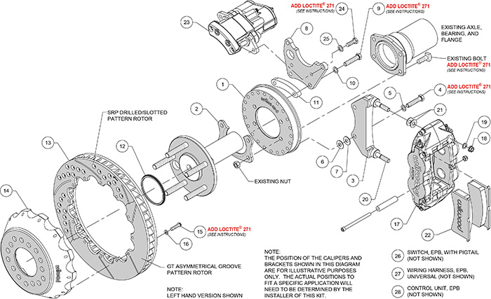 Forged Narrow Superlite 4R Big Brake Rear Electronic Parking Brake Kit Assembly Schematic