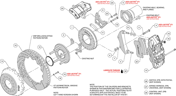 AERO4 Big Brake Rear Electronic Parking Brake Kit Assembly Schematic