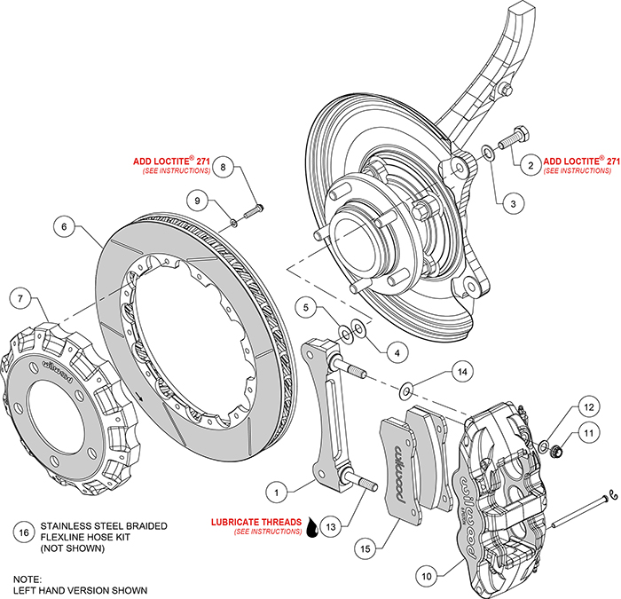 AERO6 Big Brake Truck Front Brake Kit Assembly Schematic