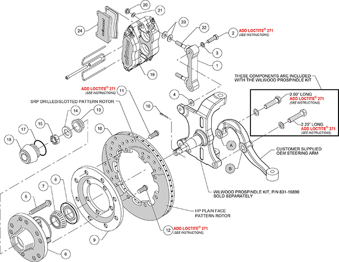 Dynapro Radial Big Brake Front Brake Kit (Hub) Assembly Schematic