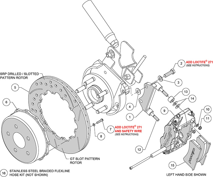 Forged Narrow Superlite 4R Big Brake Rear Brake Kit For OE Parking Brake Assembly Schematic