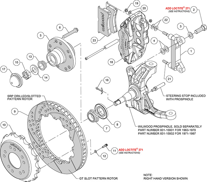 Forged Narrow Superlite 6R Big Brake Front Brake Kit (Hub) Assembly Schematic