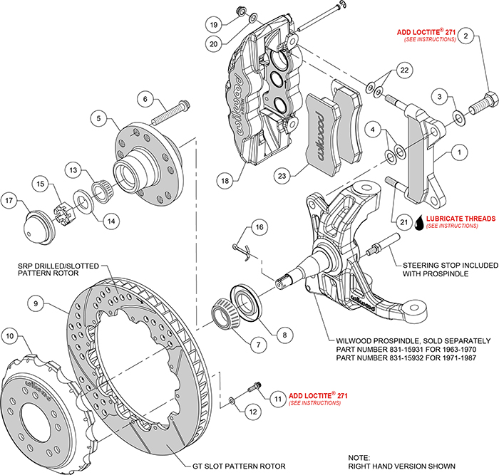 AERO6 Big Brake Front Brake Kit Assembly Schematic