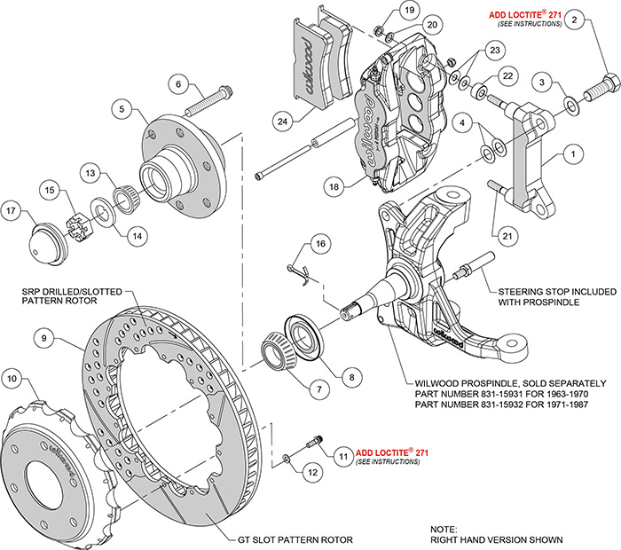 Forged Narrow Superlite 6R Big Brake Front Brake Kit (6 x 5.50 Hub) Assembly Schematic