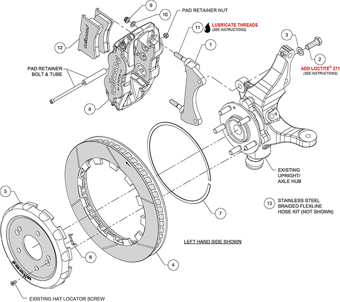 Forged Narrow Superlite 6R Big Brake Lug Drive Front Brake Kit (Race) Assembly Schematic