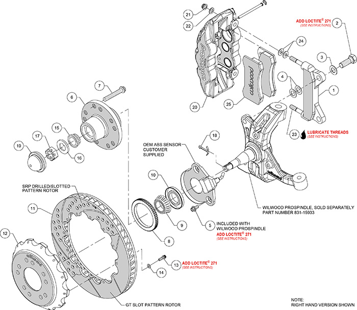 AERO6 Big Brake Front Brake Kit Assembly Schematic
