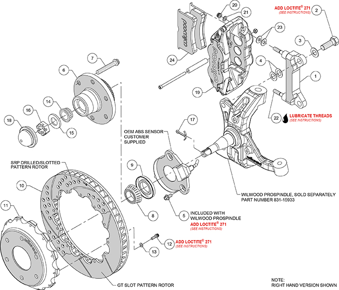 Forged Narrow Superlite 6R Big Brake Front Brake Kit (6 x 5.50 Hub) Assembly Schematic