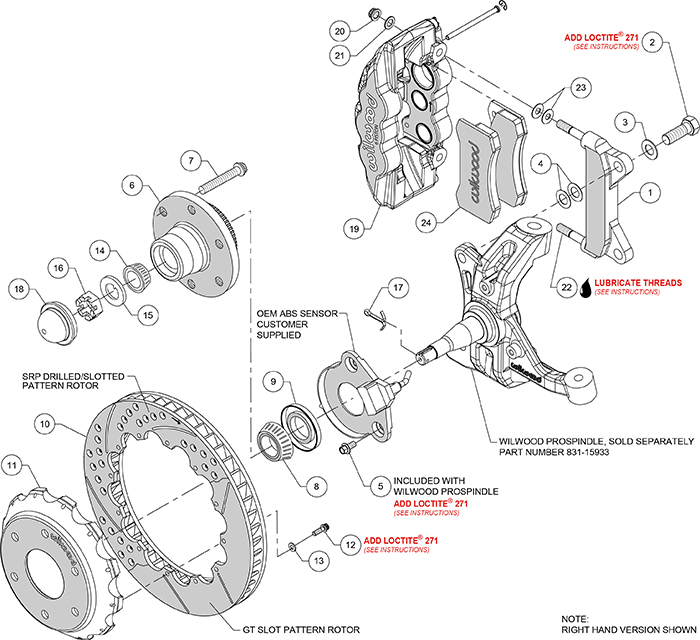 AERO6 Big Brake Front Brake Kit (6 x 5.50 Hub) Assembly Schematic