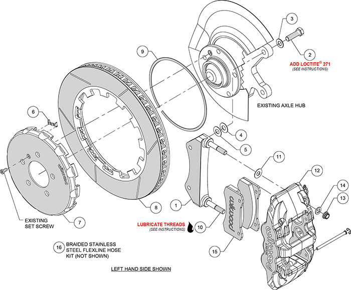 AERO6 Big Brake Lug Drive Front Brake Kit (Race) Assembly Schematic