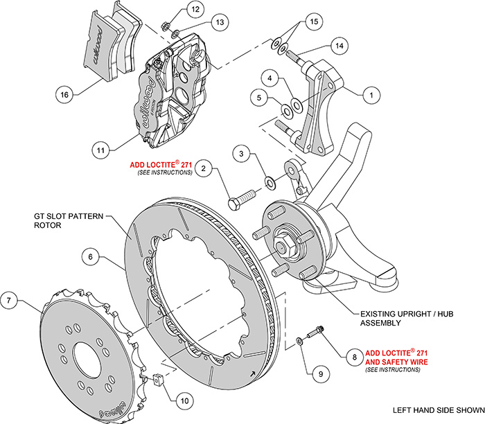 Forged Narrow Superlite 6R Big Brake Front Brake Kit (Race) Assembly Schematic