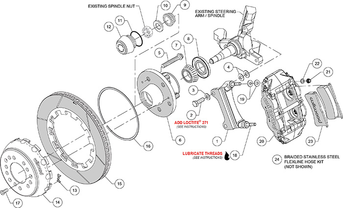 Forged Superlite 4R Big Brake Lug Drive Front Brake Kit (Race) Assembly Schematic