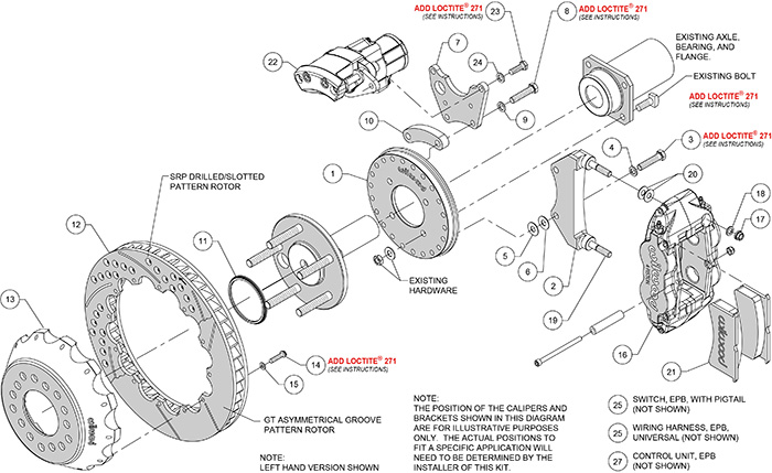 Forged Narrow Superlite 4R Big Brake Rear Electronic Parking Brake Kit Assembly Schematic