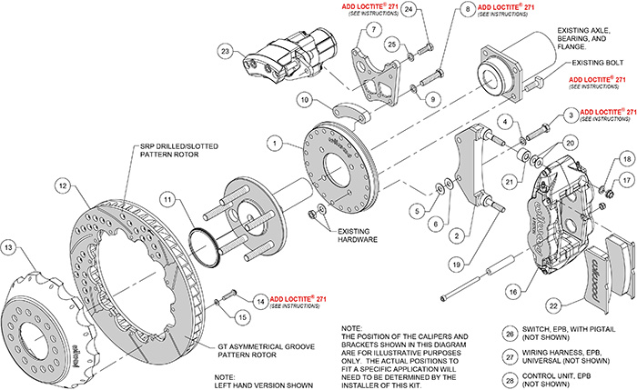 Forged Narrow Superlite 4R Big Brake Rear Electronic Parking Brake Kit Assembly Schematic