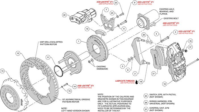 AERO4 Big Brake Rear Electronic Parking Brake Kit Assembly Schematic