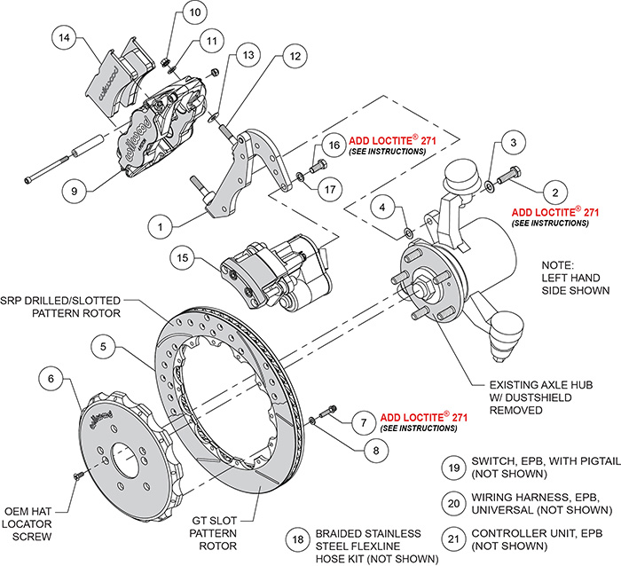 Forged Narrow Superlite 4R Big Brake Rear Electronic Parking Brake Kit Assembly Schematic