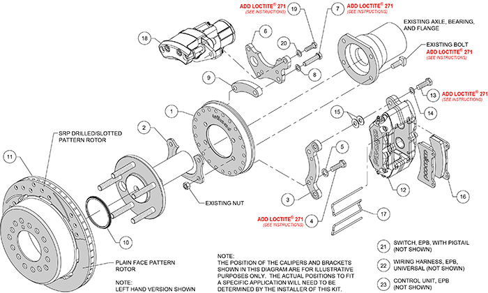 Forged Dynapro Low-Profile Rear Electronic Parking Brake Kit Assembly Schematic