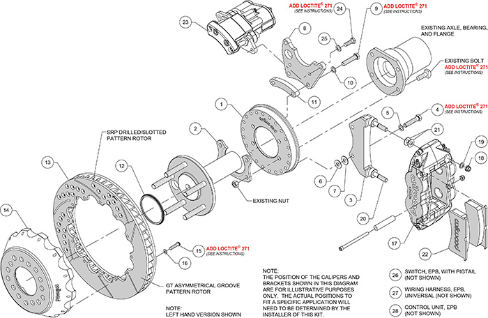 Forged Narrow Superlite 4R Big Brake Rear Electronic Parking Brake Kit Assembly Schematic