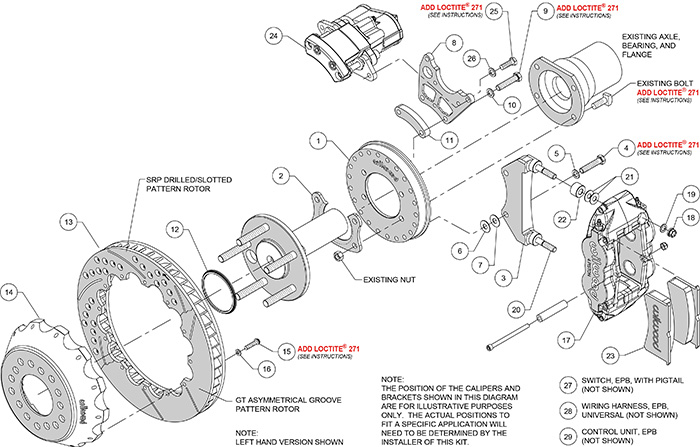 Forged Narrow Superlite 4R Big Brake Rear Electronic Parking Brake Kit Assembly Schematic