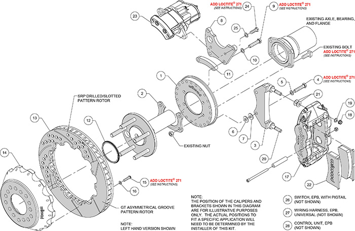 Forged Narrow Superlite 4R Big Brake Rear Electronic Parking Brake Kit Assembly Schematic