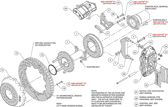 Forged Narrow Superlite 4R Big Brake Rear Electronic Parking Brake Kit Assembly Schematic