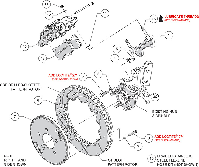 AERO6 Big Brake Front Brake Kit Assembly Schematic