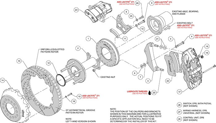 AERO4 Big Brake Rear Electronic Parking Brake Kit Assembly Schematic