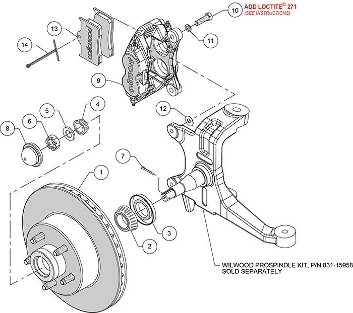 Classic Series Dynalite Front Brake Kit Assembly Schematic