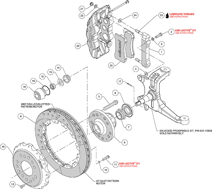 AERO6 Big Brake Front Brake Kit Assembly Schematic