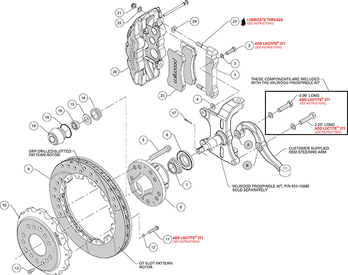 AERO6 Big Brake Front Brake Kit Assembly Schematic