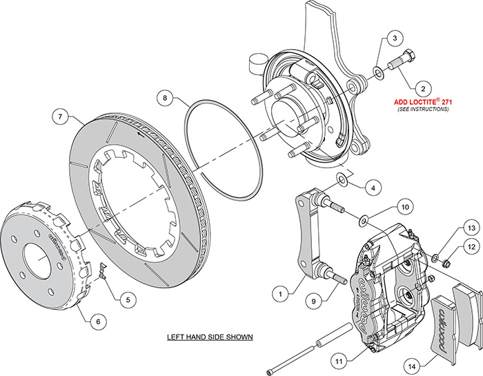 Forged Narrow Superlite 4R Big Brake Rear Brake Kit (Race) Assembly Schematic