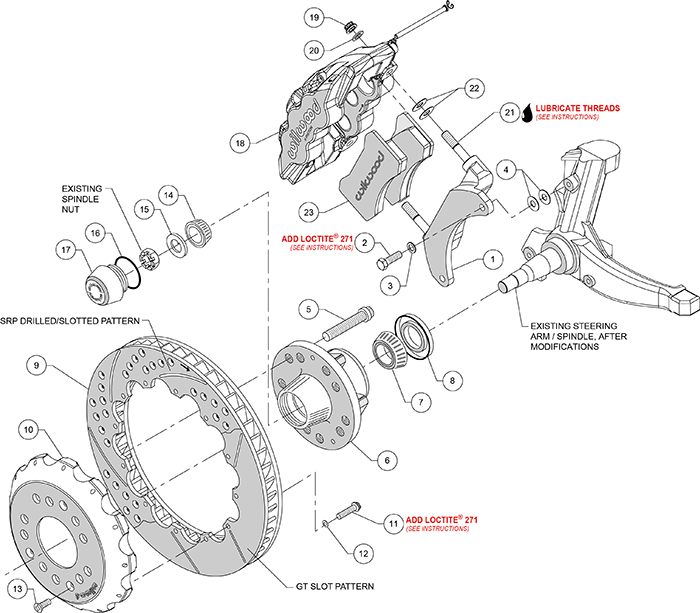 AERO6 Big Brake Front Brake Kit Assembly Schematic