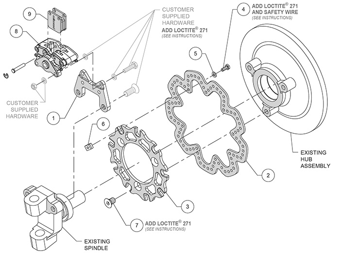 GP200 Left Front Sprint Brake Kit Assembly Schematic