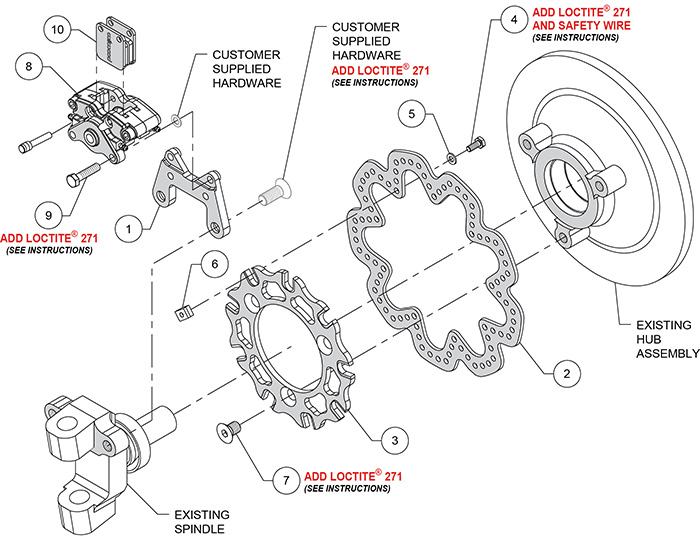 GP200 Left Front Sprint Brake Kit Assembly Schematic