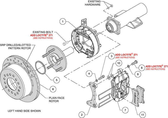 Forged Dynapro Low-Profile Rear Parking Brake Kit Assembly Schematic