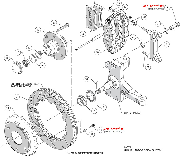 Forged Narrow Superlite 6R Big Brake Front Brake Kit (6 x 5.50 Hub) Assembly Schematic