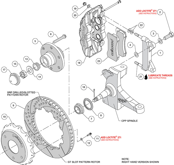 AERO6 Big Brake Front Brake Kit (6 x 5.50 Hub) Assembly Schematic