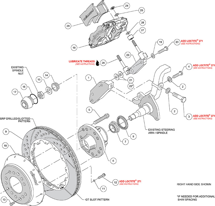 Forged Narrow Superlite 6R Big Brake Front Brake Kit (Hub) Assembly Schematic