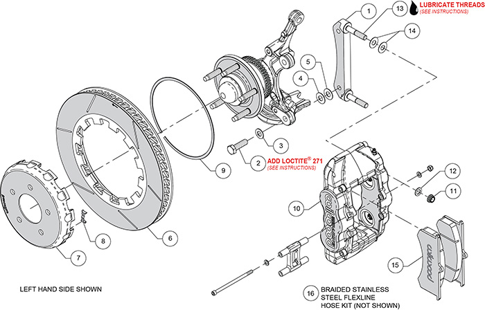 GN4R Big Brake Lug Drive Front Brake Kit (Race) Assembly Schematic