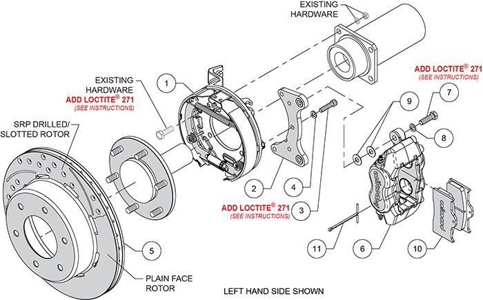 Forged Dynalite Rear Parking Brake Kit (6 x 5.50 Rotor) Assembly Schematic