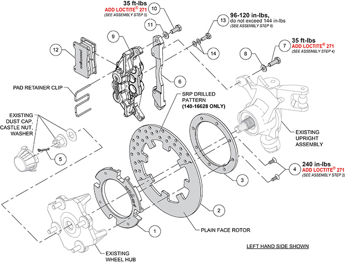 UTV6 Front Brake Kit Assembly Schematic