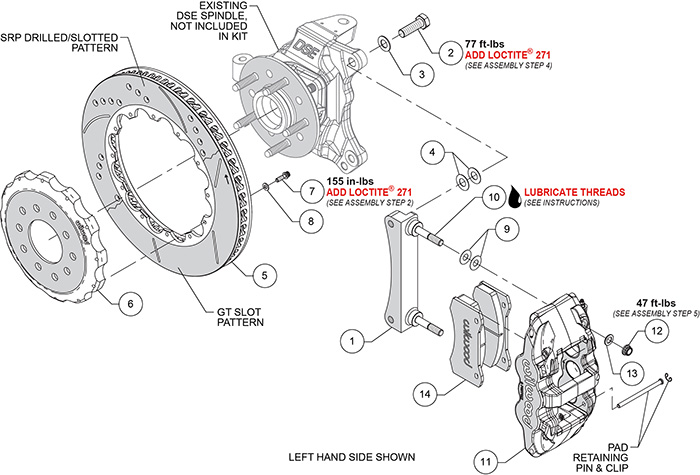 AERO6 Big Brake Front Brake Kit Assembly Schematic