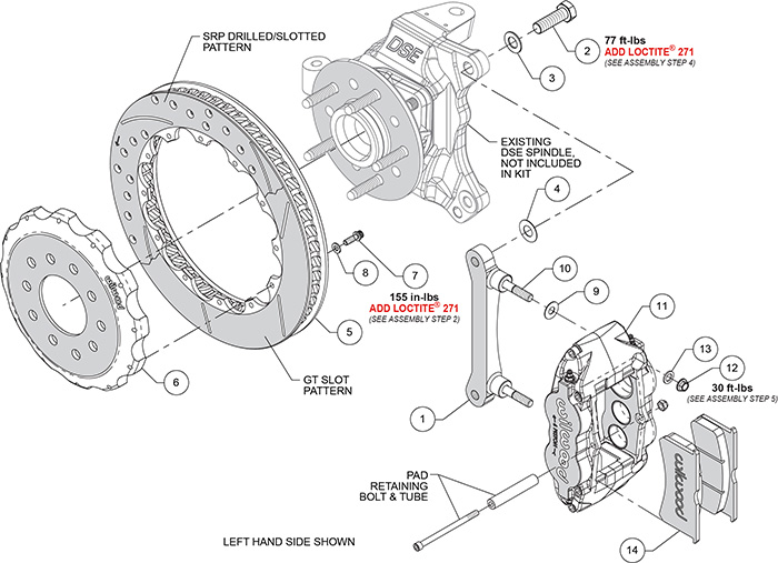 Forged Narrow Superlite 6R Big Brake Front Brake Kit (Hat) Assembly Schematic